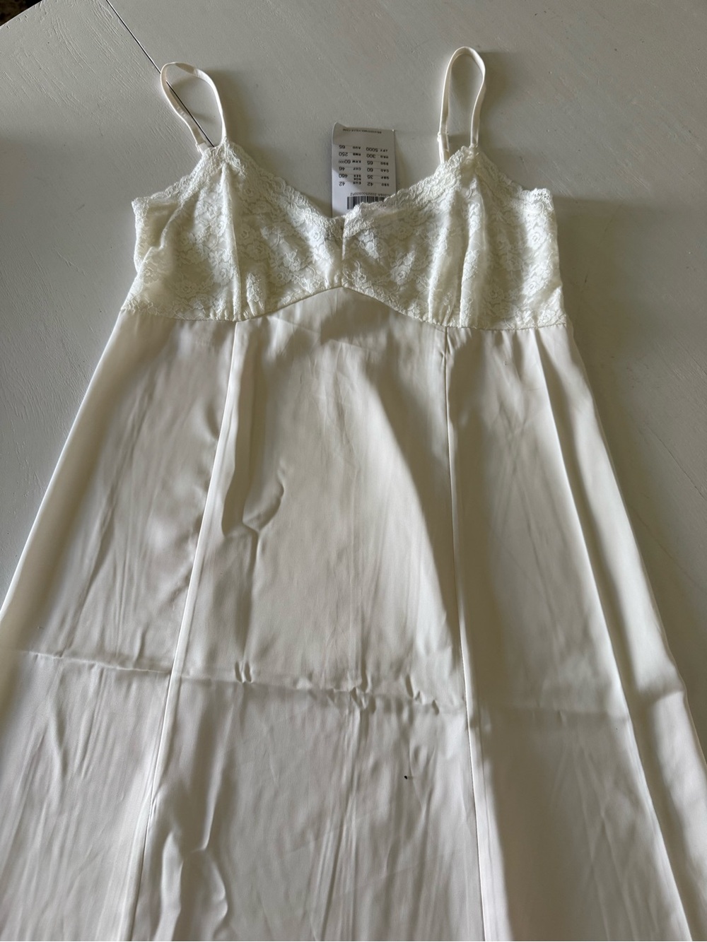 Brandy Melville Ivory Lace-Top Satin Slip Dress